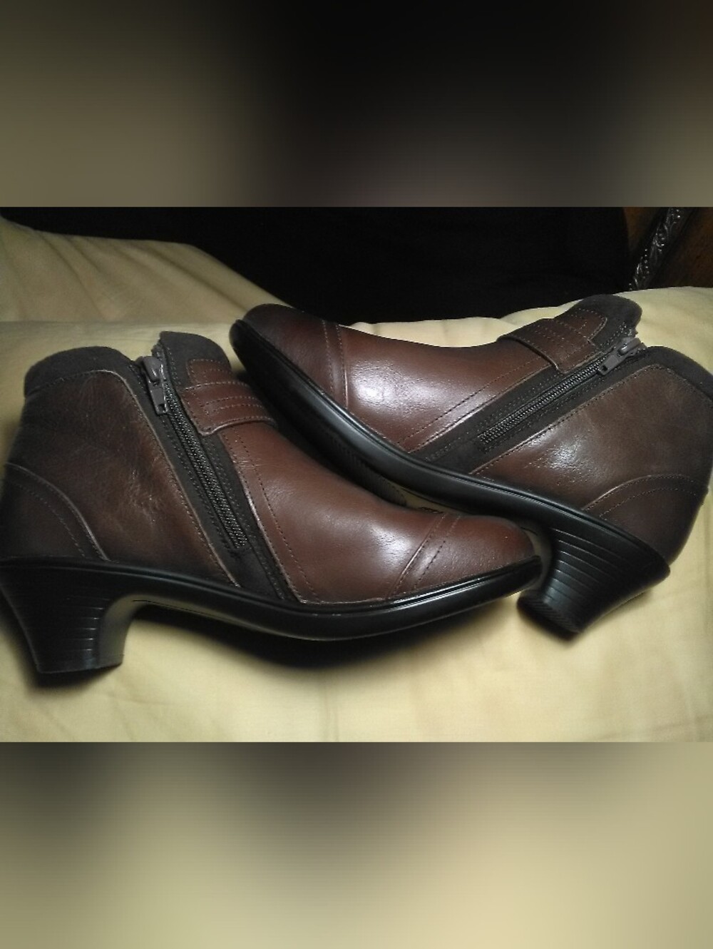 NWOT ORTHOFEET BIOHEEL Brown Leather Ankle Booties Side Zipper & Buckle SZ. 8.5 - Picture 3 of 10